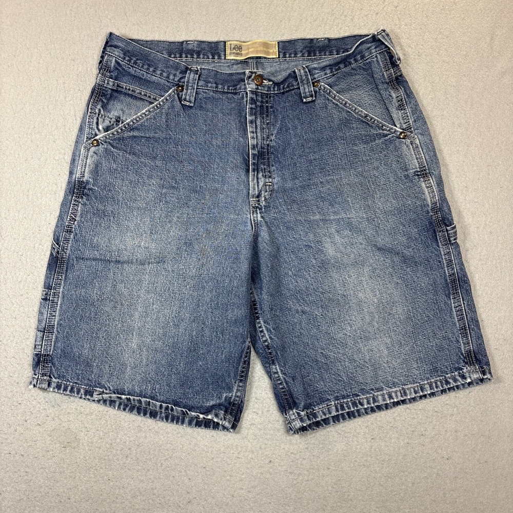 Lee Dungarees Shorts Mens 36 Blue Denim Cargo Carpenter 11" Relaxed‎ Workwear